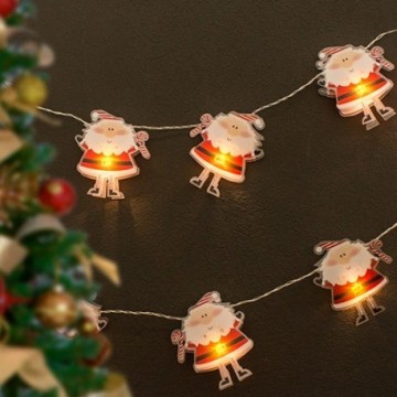 Guirlande solaire avec 10 pères noël lumineux